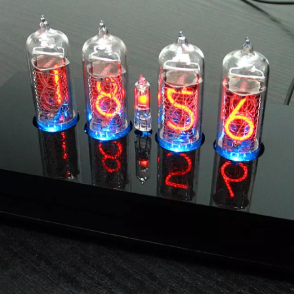 Nixie Tubes Clock with 4 pieces IN-14 tubes with RGB backlight Alarm and Chimes