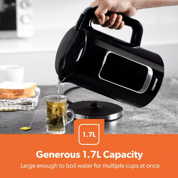 GEEPAS Digital Electric Kettle Cordless Jug Kettle Keep Warm 2200W 1.7L Black
