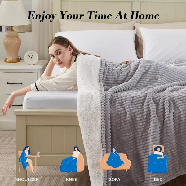 Westinghouse 62x84" Twin Electric Blanket Ultra Soft Silky Flannel In Light Grey - Image 7