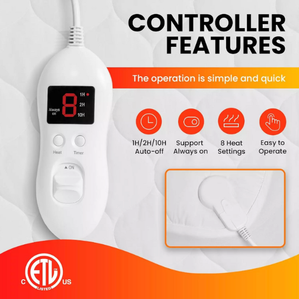 Ayge Heated Mattress Pad Queen Size with Dual Control - Auto Shut Off Electric M - Image 5