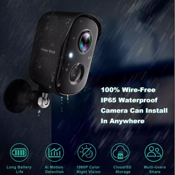 VISION WELL Wireless Security Cameras Outdoor 1080P Battery Motion Detection