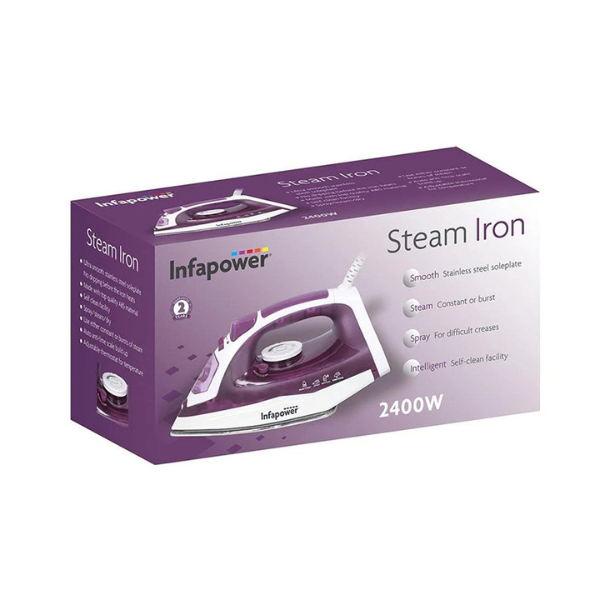 2400W Steam Iron Compact Iron with Non-Stick Stainless Steel Soleplate, PINK - Image 4