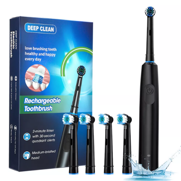 Toothbrush Electric Rechargeable Pro Rotating Brush W/ 4 Heads Timer Modes - Image 6