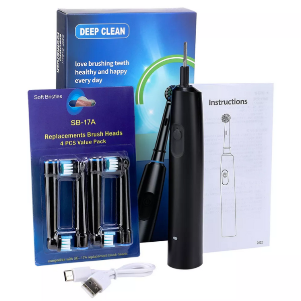 Toothbrush Electric Rechargeable Pro Rotating Brush W/ 4 Heads Timer Modes - Image 10